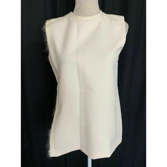 Zara Womens New Ivory Mock Neck Fuzzy Tank Top Blouse Medium - Picture 1 of 8
